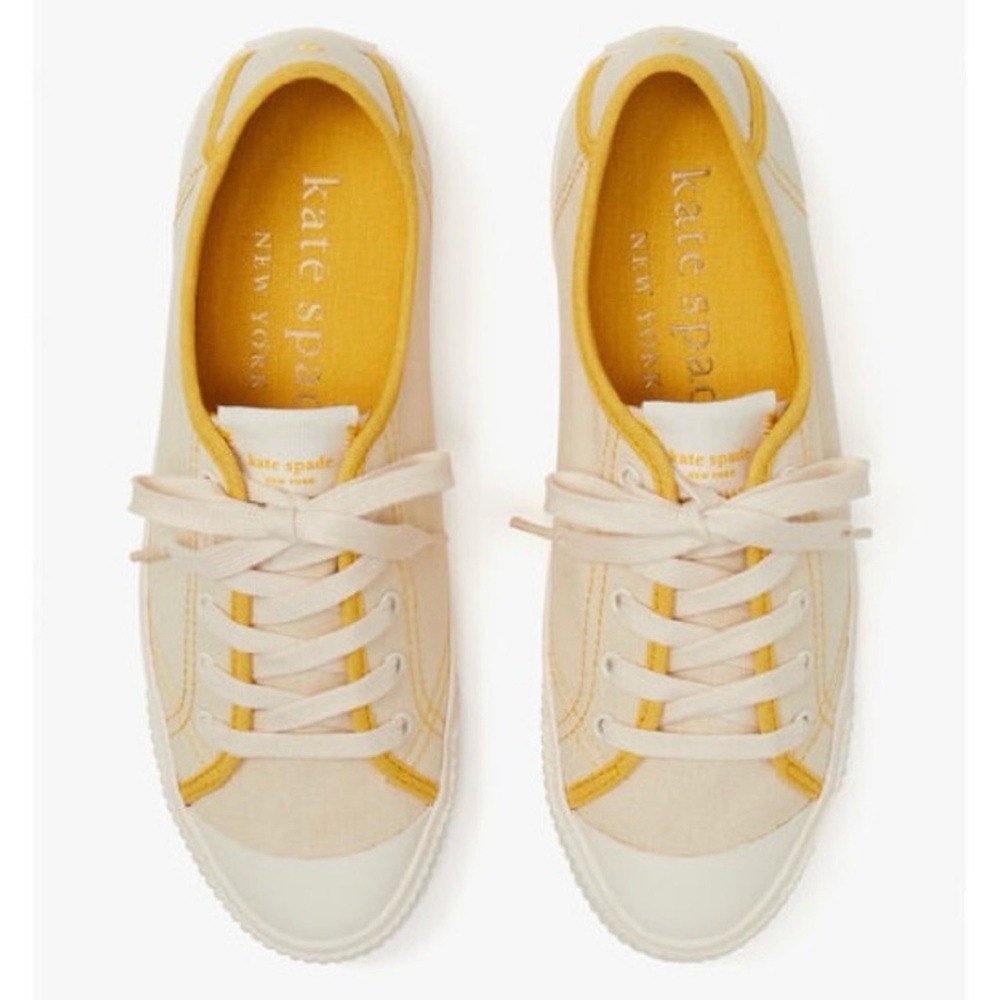 kate spade Cream and Mustard Yellow Canvas Sneakers